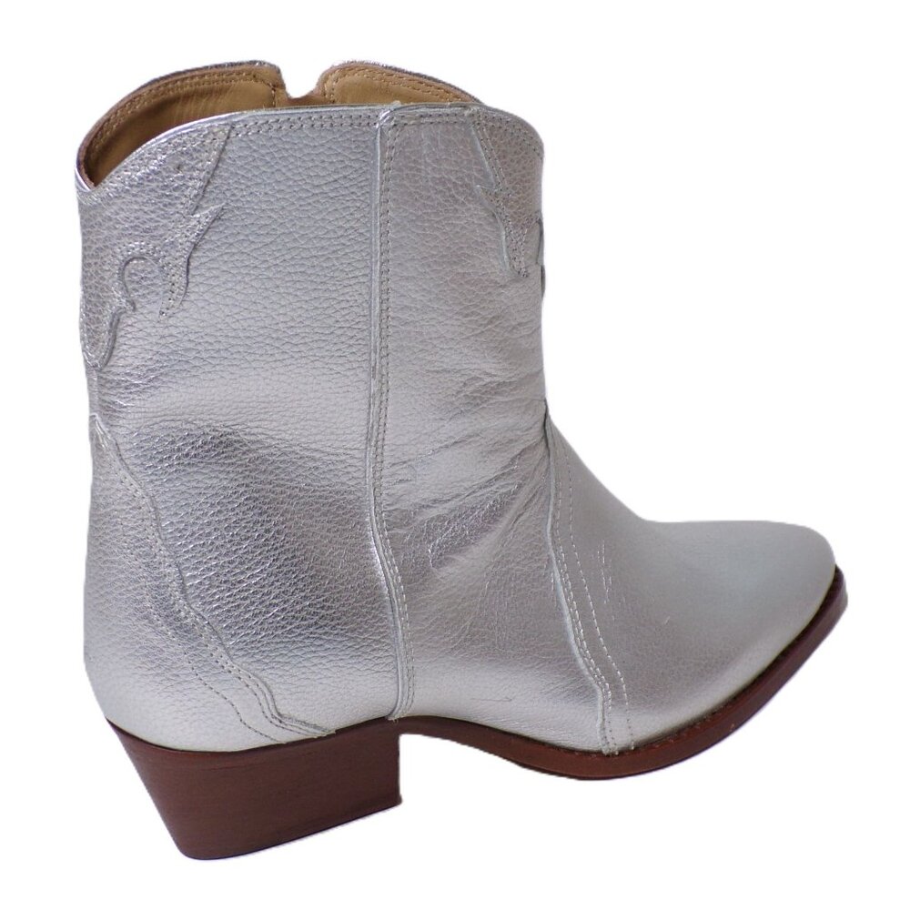 🆕FREE PEOPLE New Frontier Western Ankle Bootie Boot 6.5 Silver - Picture 9 of 12